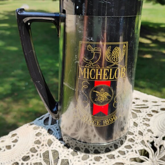 Michelob advertising Thermo-Serv black thermal plastic stein shaped mug Made USA - Picture 2 of 10